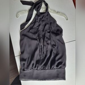Charlotte Russe Black Ruffle Halter Top